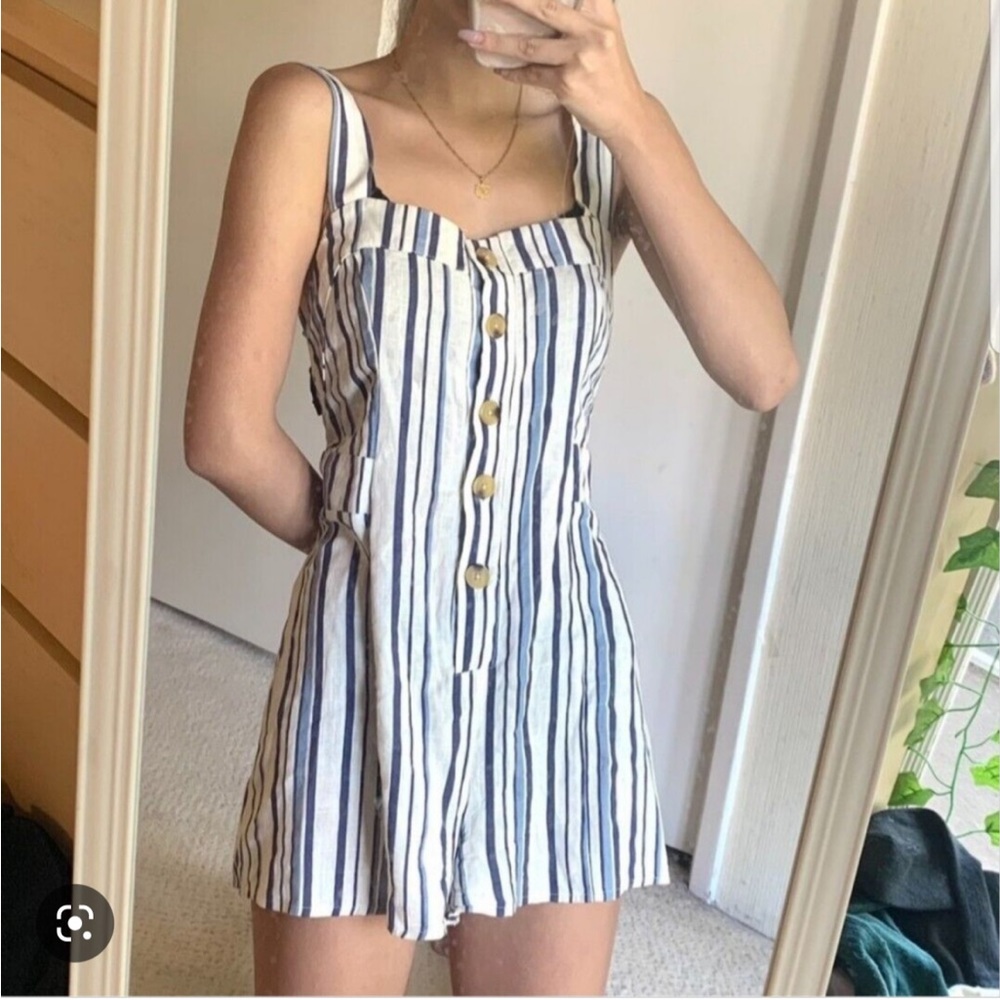 Lottie Moss PacSun Striped Button Down Romper